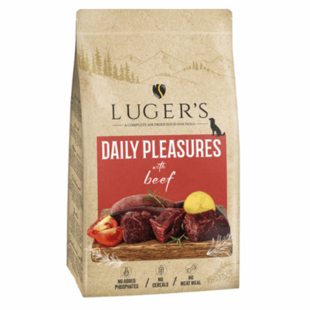 comida secada al aire Lugers de ternera paqra perro